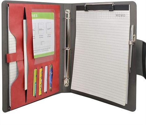 Amazon.com : 3 Ring Binder Padfolio File Folder, Business and Interview Portfolio with 3-Ring Binder, Clipboard (Red) : Office Products Business Planner Organization, Interview Portfolio, Tablet Organizer, Ipad Organizer, Red Office, Cover Letters, Padfolio, Planner Organiser, Metal Pen