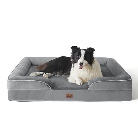 Bedsure Large Orthopedic Bed for Large Dogs - Big Waterproof Foam Sofa with Removable Washable Cover, Waterproof Lining and Nonskid Bottom Couch, Pet Bed Dogs Big, Pet Couches, Foam Sofa, Dog Sofa Bed, Dog Bed Furniture, Pet Sofa, Orthopedic Dog Bed, Grey Dog, Dog Bed Large