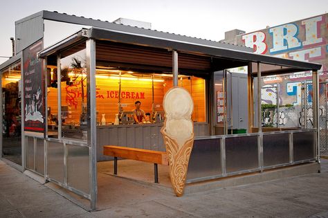 Convert a shipping container to your ice cream shop offer many advantages. Container Ice Cream Shop, Shipping Containers, Ice Cream Shop, Shipping Container, Ice Cream, Cream