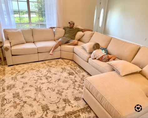 Most Comfortable Sectional Sofas Farmhouse, Sectional For Family Room, Macys Radley Sectional Heavenly Chrome Beige, Sectional For Tall People, Radley Sectional Family Rooms Cozy, Left Arm Sectional Living Rooms, Sectional With Loveseat Layout, Neutral Sectional Couch, Diy Built In Couch