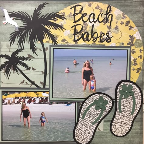 Beach Day Scrapbook Page, 2 Page Beach Scrapbook Layouts, Honeymoon Scrapbook Ideas Layout, Beach Vacation Scrapbook Layouts, Scrapbook Beach Ideas, Scrapbook Ideas Beach, Beach Scrapbook Ideas, Beach Scrapbook Pages, Scrape Booking Ideas