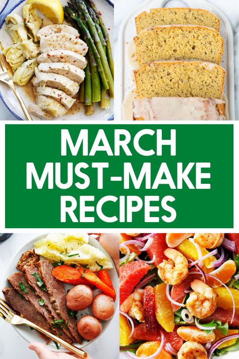 March is here and it means the seasons are changing, with the weather soon improving in many places and with it the desire to switch up your regular rotation of meals in anticipation of all things spring. Here is a seasonal list of What to Cook in March! Springtime Meals, Most Popular Dinner Recipes, March Meals, Homemade Pop Tarts Recipe, Kitchen Website, Recipe To Cook, Poptart Recipe, Simple Family Meals, Popular Dinner Recipes