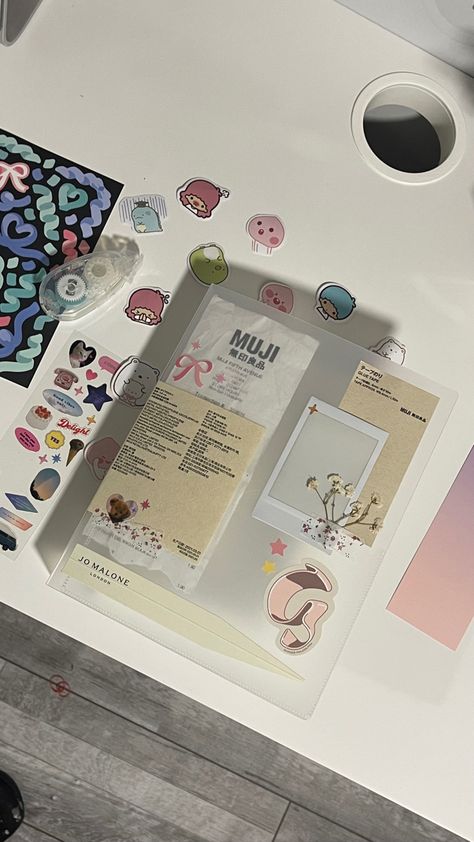 muji scrapbooking book, korean stickers, aesthetic, slice of life Muji Sticker, Korean Journal Aesthetic, Korean Stickers Aesthetic, Korean Scrapbook, Muji Aesthetic, Muji Stationary, Muji Notebook, Binder Decoration, School Suplies