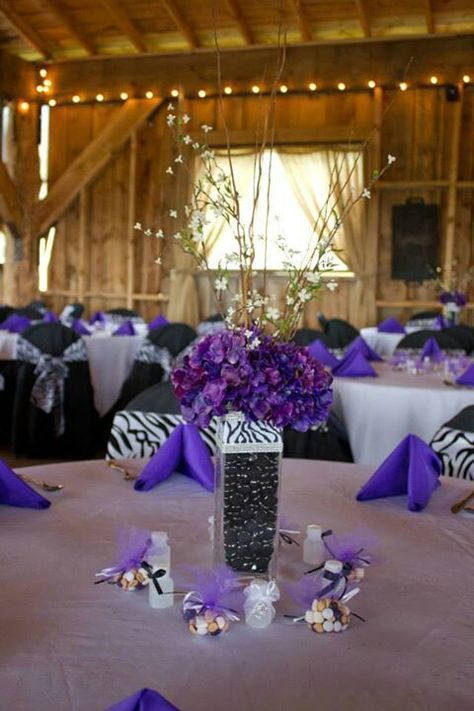 Purple and zebra wedding decor 65th Birthday Party Ideas, Purple Wedding Decor, Purple Decorations, Zebra Wedding, Animal Print Wedding, African Inspired Wedding, Zumba Party, 30th Birthday Themes, Purple Zebra Print