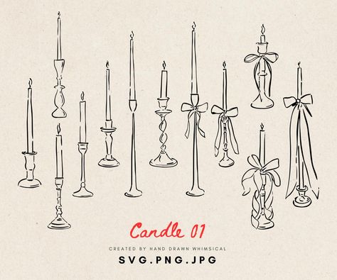 Marquee Illustration, Candle Illustration Drawing, Candles Illustration, Candle Svg, Candle Illustration, Hand Drawn Wedding, Wedding Svg, Classy Tattoos, Wedding Clipart