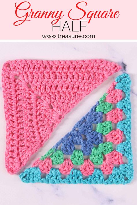 Triangular Granny Square, Crochet Half Triangle Granny Squares, Arrow Point Granny Square, Crochet Triangle Granny Square Patterns, Crochet Triangle Square, Chevron Granny Square Pattern, Half Granny Square Pattern Diagram, How To Make Half Granny Squares, Half Square Triangle Crochet