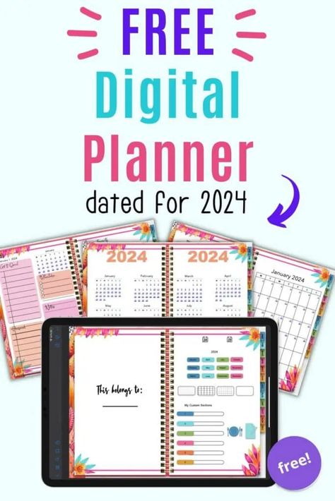 Free Hyperlinked 2024 Digital Planner Digital Planner App Ipad, Free Planner Templates Ipad, Free Pdf Planner 2024, Digital Monthly Planner Template, Digital Planner Download Free, Blog Planner Printable Free, Free 2024 Printable Planner, Free Planner Templates Goodnotes 2024, Digital Planner Pages Free