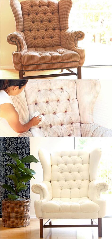 Painting Upholstered Furniture, Painting Fabric Chairs, Painting Fabric Furniture, Painted Sofa, Paint Upholstery, Painting Fabric, Paint Fabric, Living Room Upholstery, Couch Upholstery