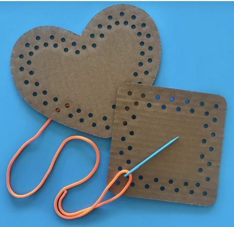 Cardboard Weaving For Kids, Cardboard Weaving, Sewing Activities, Yarn Crafts For Kids, Weaving For Kids, Lacing Cards, Cards To Make, Classroom Art Projects, Diy Yarn Crafts