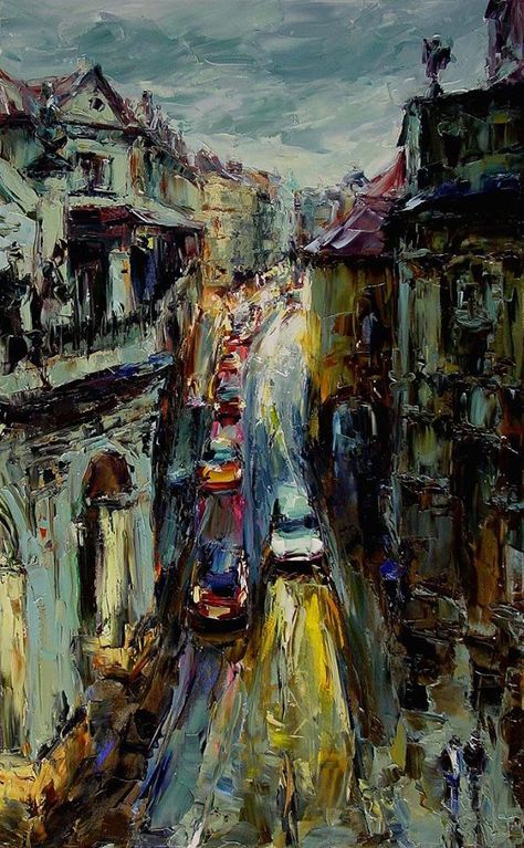 Cityscape Paintings, Emotional Painting, Abstract Expressionist Art, Modern Impressionism, Street Painting, Women Faces, Expressionist Art, Expressionist Painting, Cityscape Art