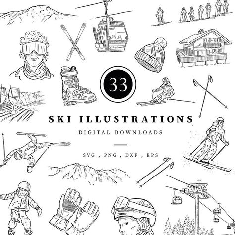 Ski Clipart, Ski Drawing, Skier Girl, Holiday Clip Art, Skiing Holiday, Ski Pictures, Ski Vintage, Apres Ski Party, Ski Art