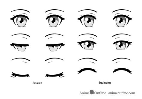 How to Draw Closed, Closing & Squinted Anime Eyes - AnimeOutline Anime Eyes Closed Drawings, Closed Anime Eyes Drawing, Close Eyes Reference, How To Draw Closed Eyes Anime, Closed Eye Sketch, Anime Eyes Looking Down, Closing Eyes Drawing, Half Closed Eyes Drawing Reference, Close Eye Drawing