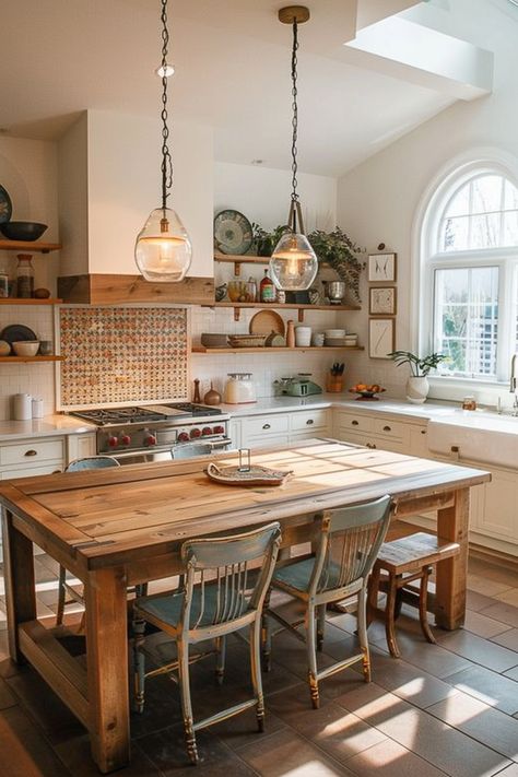 Kitchen With Table As Island, Dining Room Table As Kitchen Island, Table As Island Kitchen, Big Table In Kitchen, Kitchen With Table And Island, Kitchen Table For Island, New Kitchen Island Ideas, Custom Made Kitchen Island, Dining Table As Island In Kitchen