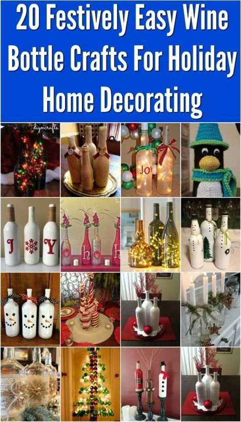 Christmas Wine Bottle Crafts Diy, Holiday Wine Bottle Crafts, Upcycle Bottles, Diy Bottles, Wine Bottle Crafts Christmas, Holiday Wine Bottles, Wine Bottle Project, Decorated Bottles, Glass Bottle Diy