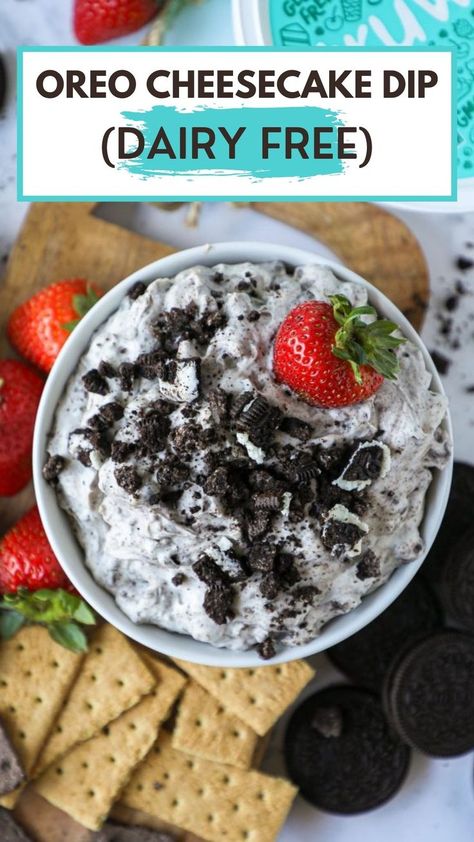 Dairy Free Dessert Dip Recipes, Dips Non Dairy, Vegan Dessert Dips For Parties, Dip Recipes Non Dairy, Easy Party Food Dairy Free, Lactose Free Recipes Appetizers, Dairy Side Dishes, Dairy Free Superbowl Food, Non Dairy Oreo Dessert