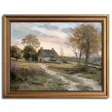 PRICES MAY VARY. Size: This framed wall art is 9.5x12inch overall, making it perfect for small spaces in your house, such as farmhouse decor wall art, living room kitchen bedroom wall decor. Framework: This vintage wall art comes with a gold picture frame that adds a touch of classical to your home decor. Product quality: The canvas of this landscape picture wall art is made of high-quality material that is scratch-resistant and wear-resistant. The inks used are also of high quality, ensuring th Statement Wall In Bedroom, Colonial House Decor Interior, Vintage Framed Art Wall Decor, Dining Room Wall Decoration, Cottage Bedroom Wall Decor, French Cottage Living Room Decor, Vintage Oil Paintings Landscapes, Antique Cottage Decor, Modern Grandma Decor