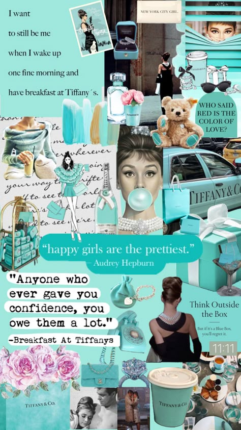 Audrey Hepburn Birthday, Breakfast At Tiffany's Aesthetic, Tiffany Blue Wallpapers, Tiffany Birthday Party, Creative Vision Boards, Tiffany Birthday, Tiffany Bridal Shower, Tiffany's Bridal, Tiffany Party