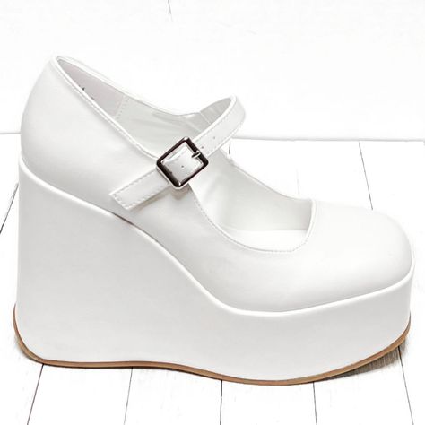 Step Out In These Newly Arrived, Stylish Wedge Mary Jane Pumps New In Box Faux Leatherette Material Adjustable Buckle Straps Lightly Padded Insole Chunky Wedge Platform Heels Platform Height: Approx 1.5 In. Heel Height: Approx 5 In. Fitting: True To Size. Regular Fit. Hoco Shoes, White Wedge Heels, White Platform Shoes, Closed Toe Wedges, Mary Jane Platform Shoes, Mary Jane Wedges, Chunky Wedges, Male Shoes, White Wedges