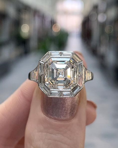 1,355 Likes, 35 Comments - Susannah Lovis Jewellers (@susannahlovisjewellers) on Instagram: “💎 NEW ARRIVAL 💎 Our GIA certified Asscher cut diamond halo ring! It’s a true beauty. Swipe across…” Square Diamond Engagement Ring, Asscher Cut Diamond Engagement Ring, Asscher Engagement Ring, Asscher Cut Engagement Rings, Bezel Set Engagement Ring, Contemporary Engagement Rings, Platinum Diamond Engagement Rings, Asscher Cut Diamond, Simulated Diamond Rings