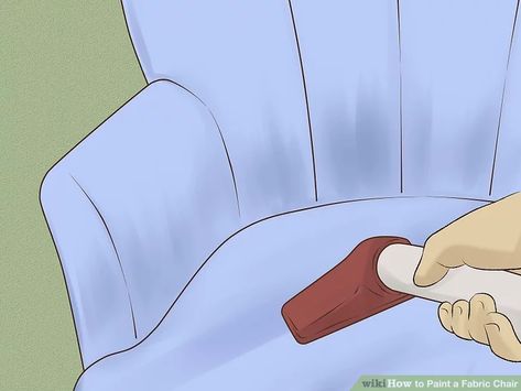 How to Paint a Fabric Chair: 6 Steps (with Pictures) - wikiHow Paint Leather Couch, Painting Upholstered Furniture, Painting Fabric Chairs, Painting Fabric Furniture, Paint Upholstery, Fabric Chairs, Painting Fabric, Upholstery Repair, Fabric Furniture