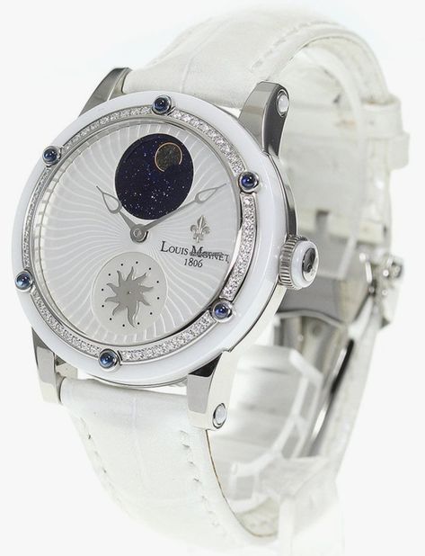 White leather strap watch celestial theme sun seconds hands watch luxury wristwear Louis Moinet Watch Women, Louis Moinet Watch, Wag Dr, F1 Wag, Louis Moinet, Gold Jewelry Simple Necklace, Jewelry Simple, Gold Jewelry Simple, Fancy Jewelry