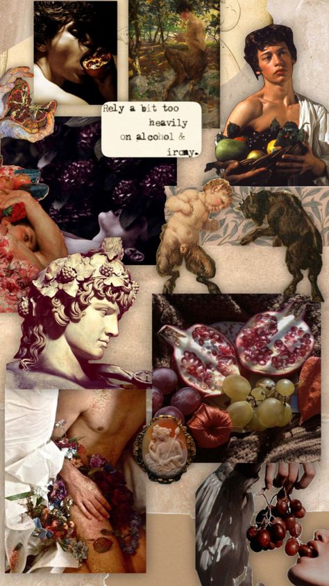 The best Greek god #greekmythology #greekmytholgy #greekgod #greekgods #dionysus #aesthetic #greekaesthetic Greek Aestethic, Modern Dionysus Aesthetic, Dionysus Moodboard, Dionysus Aesthetic Wallpaper, Dyonisus Aesthetic God, Greek Core, Dionysus Aesthetic, Dionysus God, Mythology Books