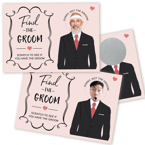 Who Has The Groom Game, Who Has The Groom, Bachelorette Dares, Wedding Wine Gift, Scratch Off Tickets, Fun Bridal Shower Games, Cut And Glue, Scratch Off Cards, Off Game