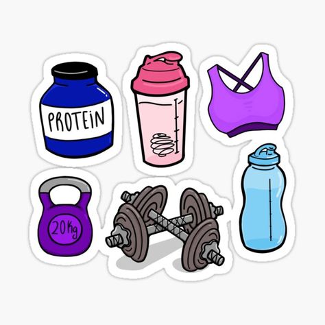 Exercise Stickers, Sports Day Poster, Workout Stickers, Sport Stickers, Gym Stickers, Fitness Stickers, Preppy Stickers, Gym Art, Protein Shaker