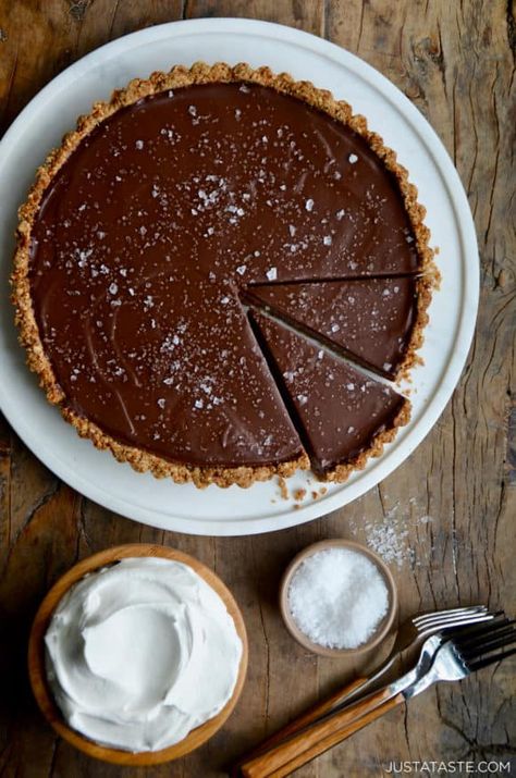 Sweet Laurel, Chocolate Ganache Tart, Orange Baking, Pretzel Crust, Impressive Desserts, Just A Taste, Peanut Butter Pretzel, Butter Tarts, Desserts Vegan