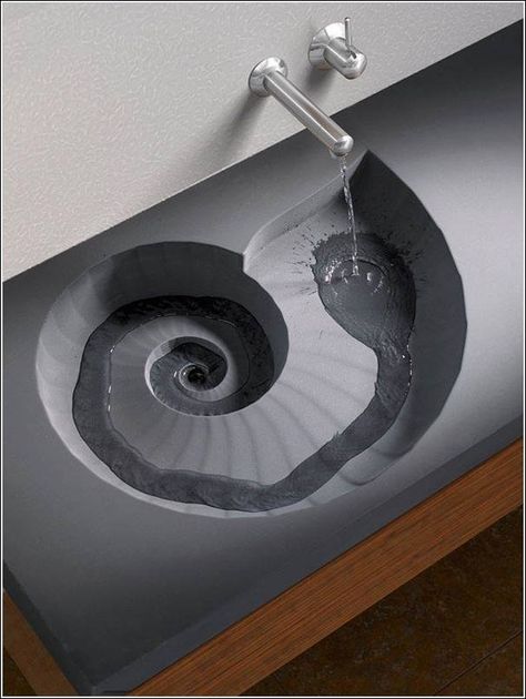 Amazing Sink Designs - Imgur Aquarium Sink, Spiral Sink, Shell Sink, Bathroom Sink Design, Basin Design, Nautical Bathrooms, Sink Design, Design Case, Modern Spaces