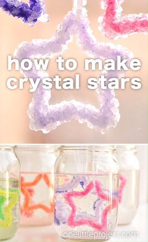 Vetenskapliga Experiment, Kraftangan Prasekolah, Kerajinan Diy, How To Make Crystals, Cone Crafts, Diy Crafts For Girls, Kid Experiments, Science Experiments Kids, Crystal Stars