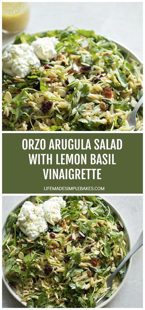 Orzo Arugula Salad, Orzo Arugula, Lemon Basil Vinaigrette, Life Made Simple, Desayuno Keto, Basil Vinaigrette, Salad With Lemon, Orzo Salad, Lemon Basil