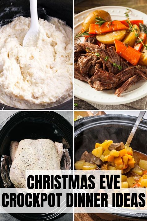 what to eat on christmas eve Crockpot Christmas Eve Dinner Ideas, Christmas Eve Crockpot Ideas, Easy Christmas Eve Dinner Ideas, Crockpot Holiday Recipes, Christmas Eve Dinner Ideas, Christmas Eve Appetizers, Crockpot Dinner Ideas, Christmas Crock, Christmas Eve Meal