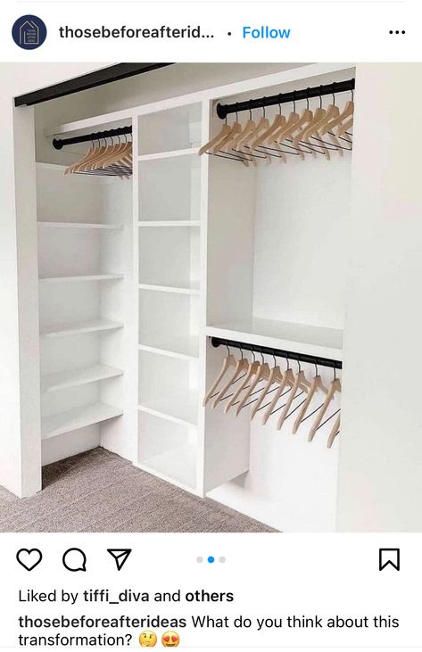 5x5 Closet Design, Closest Idea Small Room, Small Closet Built Ins Storage, Double Wide Closet Ideas, Closet Organization With Shelves, Small Closet Cabinet Ideas, Closet Organization Ideas With Drawers, Standard Closet Ideas, 8 Ft Closet Organization