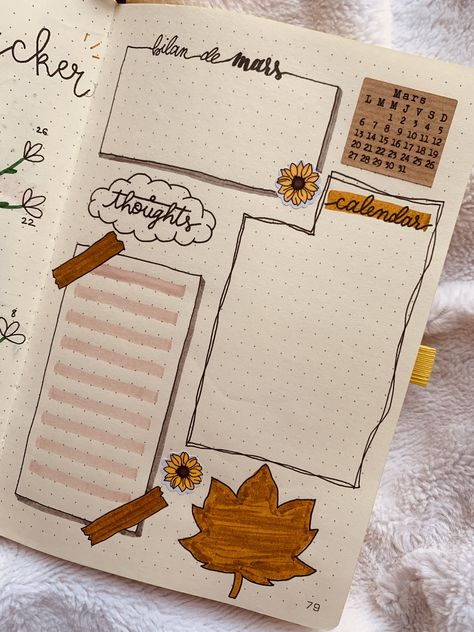 < My design > Here's a page that I do every month. It gives me everything I need ! 🥰 At the end of the month, I make a review ("bilan"), with the most important stuff. If I experience things that stick out, or if I have a meaningful thought, I write them under "thoughts". On the leaf, I'll write important stuff that I want to accomplish during the month, without a specific date. Et voilà ! Happy bullet journaling ☺️ Important Dates Bullet Journal, Give Me Everything, Creating A Bullet Journal, Things To Do When Bored, The Leaf, Bullet Journals, Bullet Journaling, My Design, Stick It Out