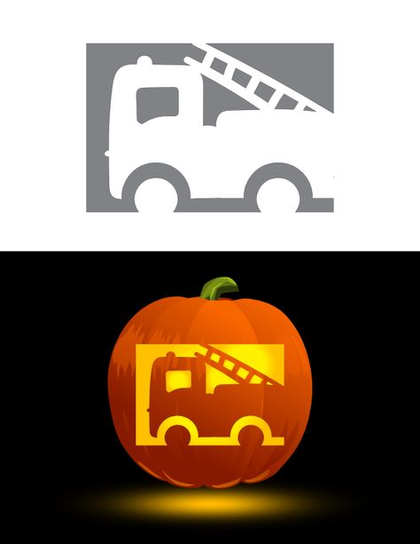 Fire Truck Pumpkin Carving, Monster Truck Pumpkin Carving, Truck Pumpkin Carving, Pumkin Stencils, Disney Pumpkin Stencils, Lego Pumpkin, Cartoon Fire, Printable Pumpkin Stencils, Fire Trucks Pictures