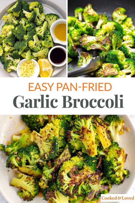 Pan-Fried Broccoli With Garlic Pan Fried Broccoli Recipes, Pan Fry Broccoli, Fried Broccoli Recipes, Pan Broccoli, Pan Fried Broccoli, Frying Pan Recipes, Broccoli With Garlic, Salmon Fish Cakes, Garlic Broccoli