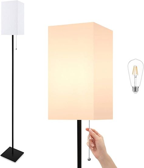 Floor Lamp-Floor Lamps for Living Room, Modern Standing Lamp Stand Up Lamp with Square Linen Shade, 2700K Warm White Bulb Included, Simple Design Tall Floor Lamp for Bedroom Office Christmas-64.6IN - - AmazonSmile Modern Standing Lamp, Floor Lamp For Bedroom, Color Floor Lamp, Tall Standing Lamp, Lamp Tall, Modern Standing Lamps, Dimmable Floor Lamp, Tall Lamp, Tall Floor Lamps