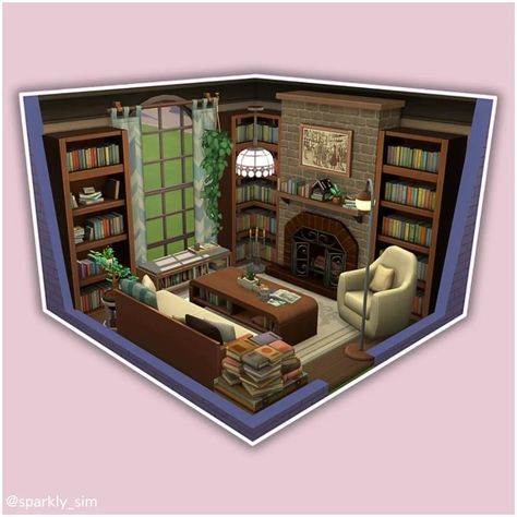 The Sims 4 | Home Library🔖☕(no CC) EA Gallery ID: SparklySim #thesims4 #ts4 #thesims #thesims4house #ts4build #thesims4build #showusyourbuilds #simstagram #simscommunity #simsaddict #sims #sims4 #somesimlishbuild #simsdecor Sims 4 Library Room, Sims 4 Library Ideas, Small Sims 4 Houses Layout, Sims 4 Library Build, Sims 4 Rooms Ideas, Sims 4 Interior Design Ideas No Cc, Sims 4 Library Cc, Sims 4 Office Ideas, The Sims 4 Interior Design