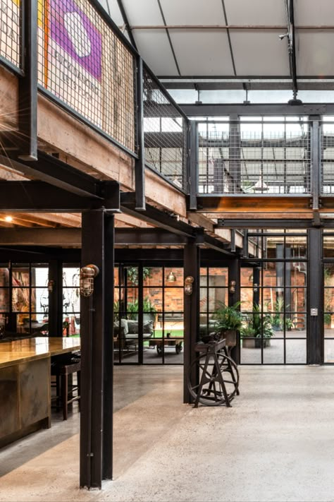 Warehouse Conversion Office, Adaptive Reuse Factory, Adaptive Reuse Office, Warehouse Renovation Architecture, Modern Warehouse Interior, Warehouse Home Converted, Warehouse Design Architecture, Industrial Warehouse Home, Modern Warehouse Design