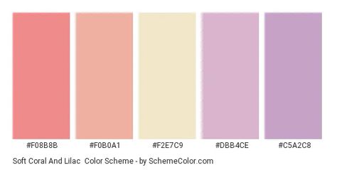 Color scheme palette image Lilac Color Scheme, Lilac Color Palette, Coral Colour Palette, Hexadecimal Color, Lavender Orange, Color Design Inspiration, Pink Names, Soft Coral, Colors Palette