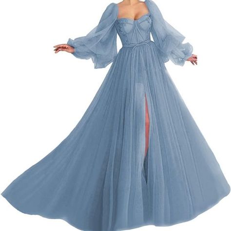 Puffy Sleeve Prom Dress, Lace Bodice Prom Dress, Puffy Prom Dresses, Puffy Wedding Dresses, Sleeve Prom Dress, Blue Ball Gowns, Formal Ball Gown, Sweetheart Prom Dress, Princess Ball Gowns