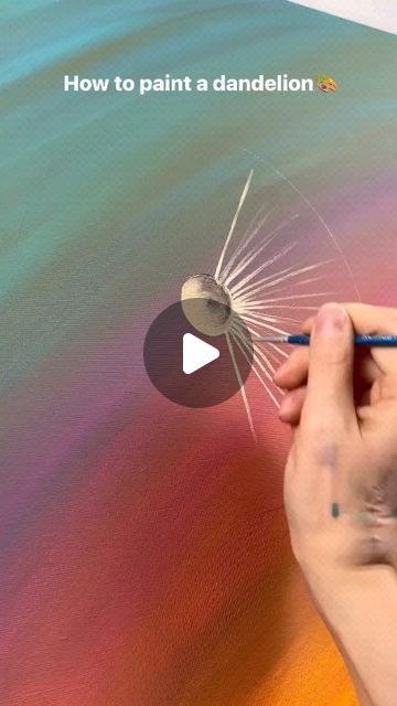 çocuklarla etkinlik saati on Instagram: "#repost @emilyseilhamer_art @downloader_ __  How to paint a dandelion! 🎨 #beginnerfriendly #easypainting #tutorial" How To Paint A Dandelion Step By Step, Painting Dandelions Acrylic, Dandelion Oil Painting, How To Paint A Dandelion Easy, Dandelion Acrylic Painting Tutorial, Painting Dandelions Simple, How To Paint A Dandelion, How To Draw A Dandelion, How To Paint Dandelions