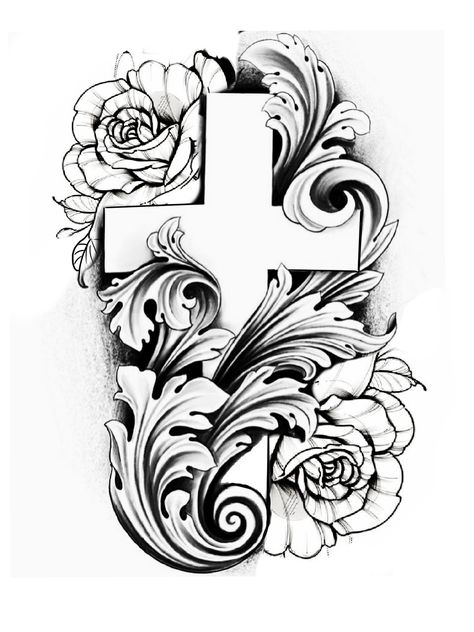 Rose Filigree Tattoo Design, Filagree Design Tattoo, Half Sleeve Tattoo Drawings Sketches, Drozdov Tattoo, Cross Tattoo Sleeve, Tattoo Sleeve Stencils, Leather Tattoo Design, Mens Filigree Tattoo, Cross Tattoo Stencil