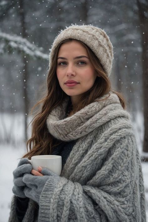 Outdoor Winter Photoshoot Ideas, Cute Winter Photoshoot Ideas, Senior Picture Ideas Winter, Cozy Portrait, Winter Portraits Photography, Winter Photoshoot Ideas, Snow Portrait, Snowy Portraits, Christmas Selfie