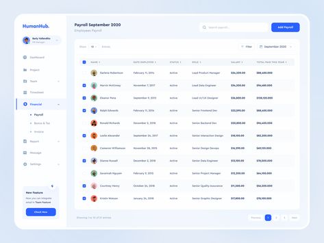 HumanHub - Dashboard & Payroll - Web App by Barly Vallendito for Dipa: UI/UX Design on Dribbble Backend Design, Admin Ui, Web App Ui Design, Dashboard App, Dashboard Interface, Ux Kits, Ui Ux 디자인, Web Dashboard, Ui Design Website