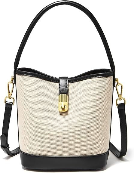 FOXLOVER Small Bucket Bag For Women Fashion Simplicity Crossbody Handbag Designer Shoulder Purse (White): Handbags: Amazon.com Small Bucket Bag, Saddle Bag Purse, Kate Spade Shoulder Bag, Small Buckets, Top Handle Handbags, Black Leather Purse, Bag Trends, Satchel Purse, Small Handbags