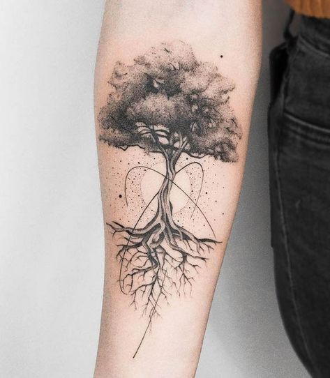 63 Empowering Rebirth and New Beginning Tattoos - Our Mindful Life Tattoo That Represents Growth, Yggdrasil Tattoo, Rebirth Tattoo, New Beginning Tattoo, Roots Tattoo, Earthy Tattoos, Green Tattoos, Full Back Tattoos, Muster Tattoos