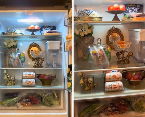 What Is Fridgescaping, AKA Fridge Decorating? Fridge Scaping Aesthetic, Fridge Scape, Fridgescaping Aesthetic, Fridge Scaping, Ice Cream Fridge, Refrigerator Decoration, Fridge Decor, Fridge Storage, Internet Culture