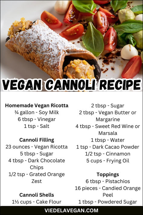 Vegan Cannoli Recipe Vegan Cannoli Recipe, Vegan Cannoli, Nourishing Dinner, Shell Texture, Cannoli Filling, Cannoli Recipe, Vegan Ricotta, Sweet Red Wines, Vegan Italian